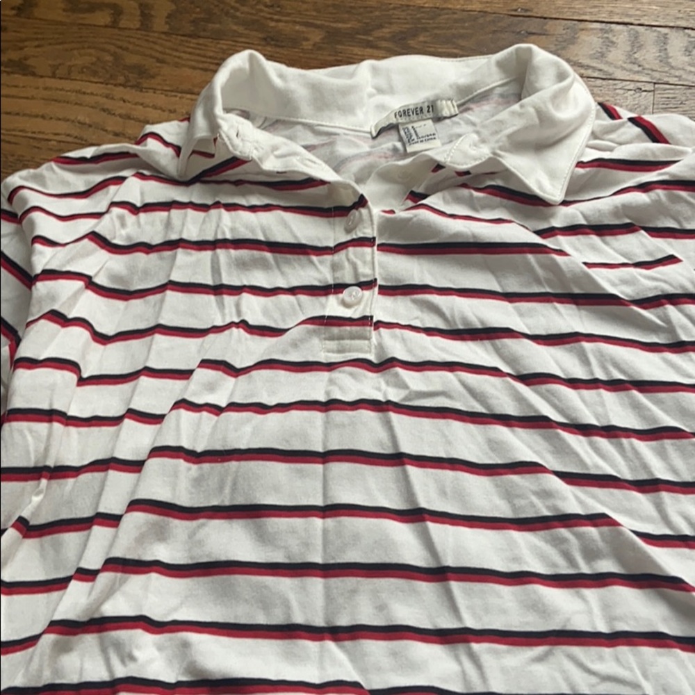 forever 21 collared cropped shirt